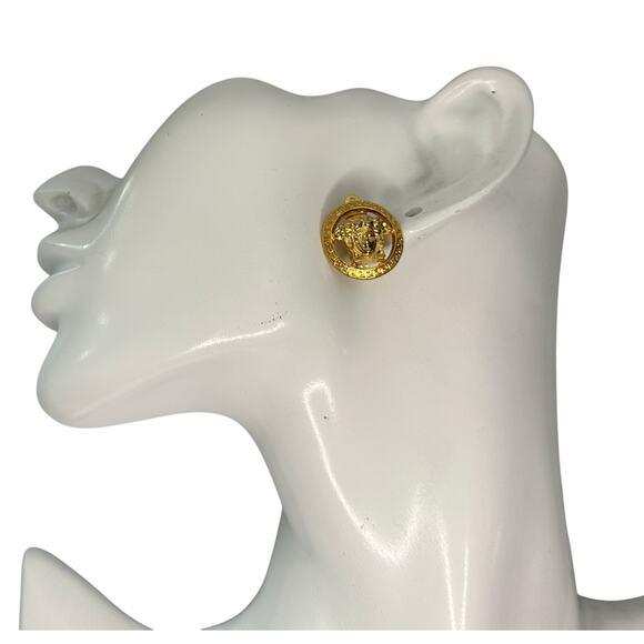 Gianni Versace Medusa Gold Plated Clip-On Earrings - Picture 8 of 9